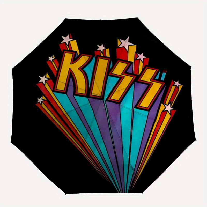 Автоматический складной зонт KISS Music с прочным железным каркасом, портативный компактный дорожный зонт для всесезонного использования, вечеринок 0807063