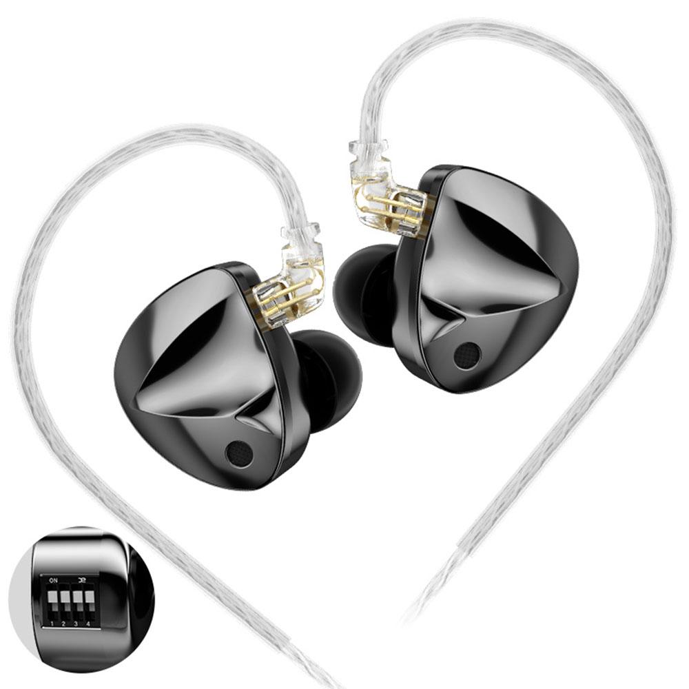 KZ D-Fi In-ear Wired Earphones With 4-Level Tuning Switch Metal Hifi Earbuds Sport Dynamic Stereo Headset Noise Reduction Cable Detachable.