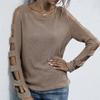 Women's Fashion Casual Solid Color Print Autumn Winter Long Sleeve O-Neck Sweaters