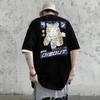 Harajuku Cat Cartoon Eating Noodles Graphic Мужские и женские футболки повседневные футболки с коротким рукавом в японском стиле большие размеры футболка одежда