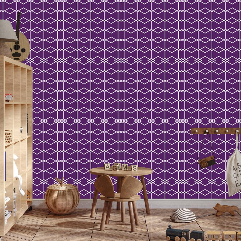 Wallpaper Geometric Pattern Purple and Plum for Living Room and Bedroom 50x1000