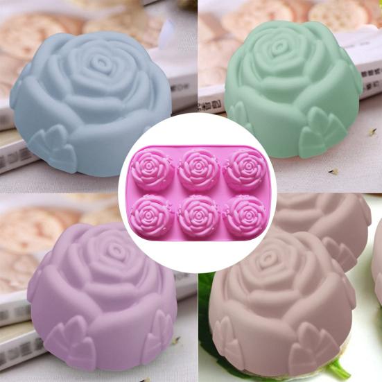Форма для торта гибкая антипригарная в форме цветка розы силиконовая форма 6 сеток шоколад