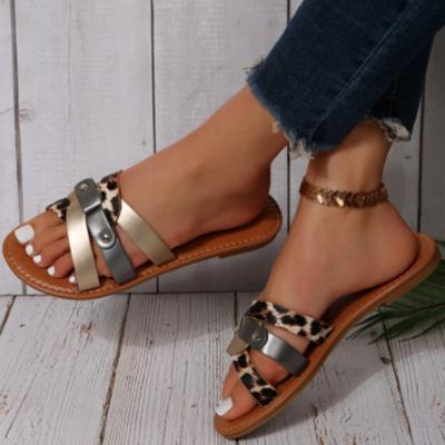 Женские тапочки, резиновые шлепанцы, плоские, мягкие, гавайские, римские, повседневные, леопардовые, резиновые шлепанцы для отдыха, большой размер 43