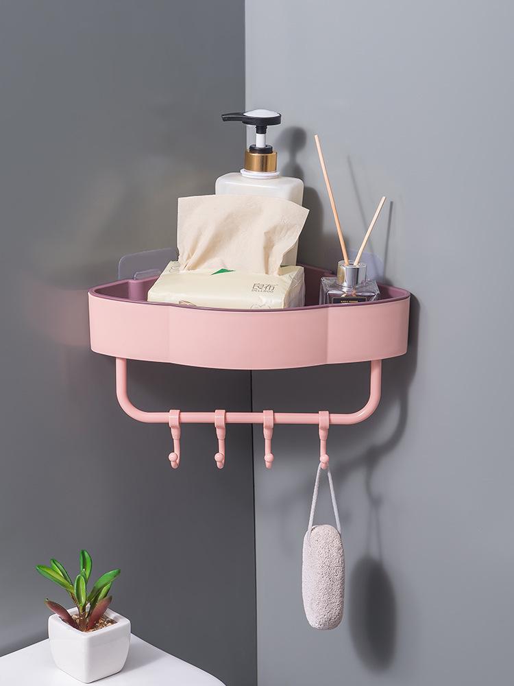Скандинавская контрастная треугольная полка для ванной комнаты — экономия места, настенное хранение без отверстий