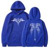 Cool Y2k wing front and back printed hoodie for men and women with long sleeves and plush, fashionable street style hoodie
