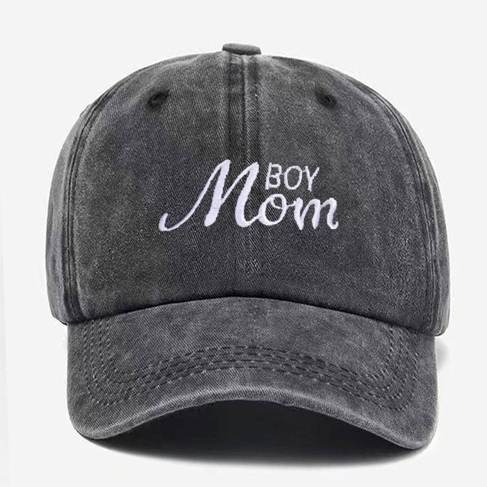 Vintage Boy Mom Embroidery Caps Washed Cotton Baseball Cap Fashion Sport Visors Cap Gifts
