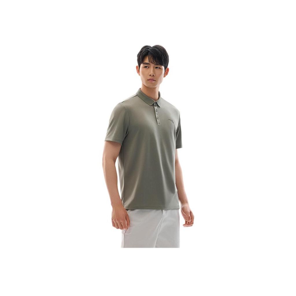 Anta Тренировочная серия однотонная влагоотводящая дышащая повседневная рубашка-поло для мужчин, черный цвет 952427121-5