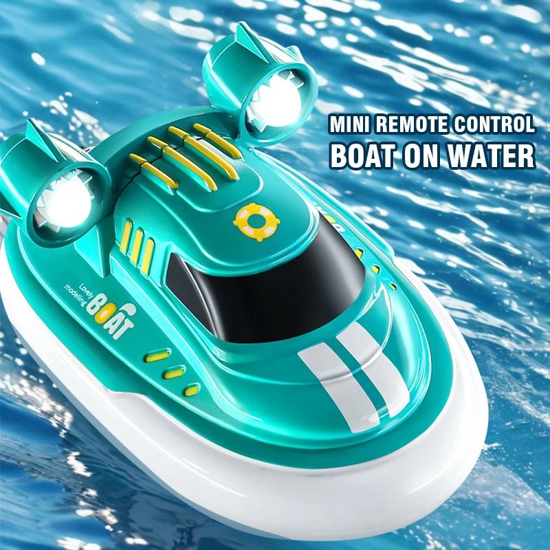 Non-Toxic 1/32 Mini Remote Control Boat Pocket Rc Boat Ship With Dual Propellers Waterproof Anti-Collision Led Light Speedboat Toy For Kid