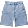 Li Ning Washed Vintage Mid-Rise Comfortable Versatile Straight-Leg Denim Shorts Men Shorts Light-Blue AJSU013-1