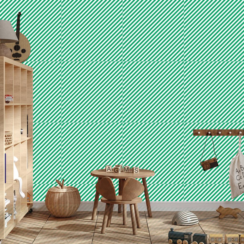 Sea and mint stripes wallpaper for living room and bedroom 50x1000