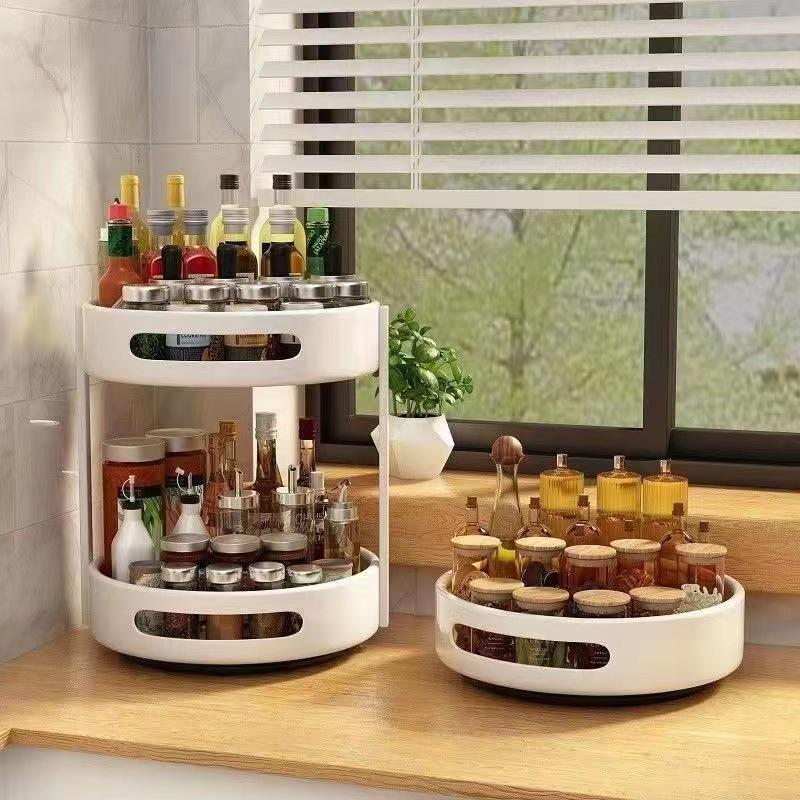 360° Rotating Spice Rack: Multifunctional Kitchen Condiment Storage Box