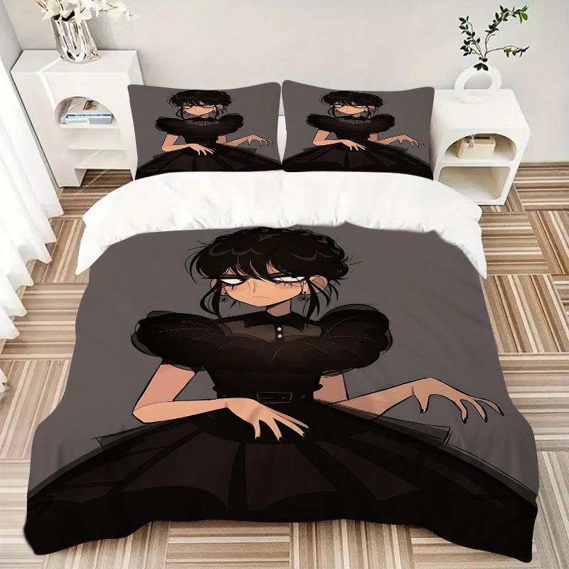 3pcs Wednesday Duvet Cover Set - Machine Washable, Includes 1 Duvet Cover and 2 Pillowcases, No Core Included yy251022188