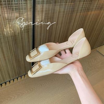 Найди второй волосок! Виноградная мать та же обувь для поездок на работу RV квадратная пряжка лакированная кожа квадратный носок неглубокий вырез полая плоская подошва одинарная обувь женская с