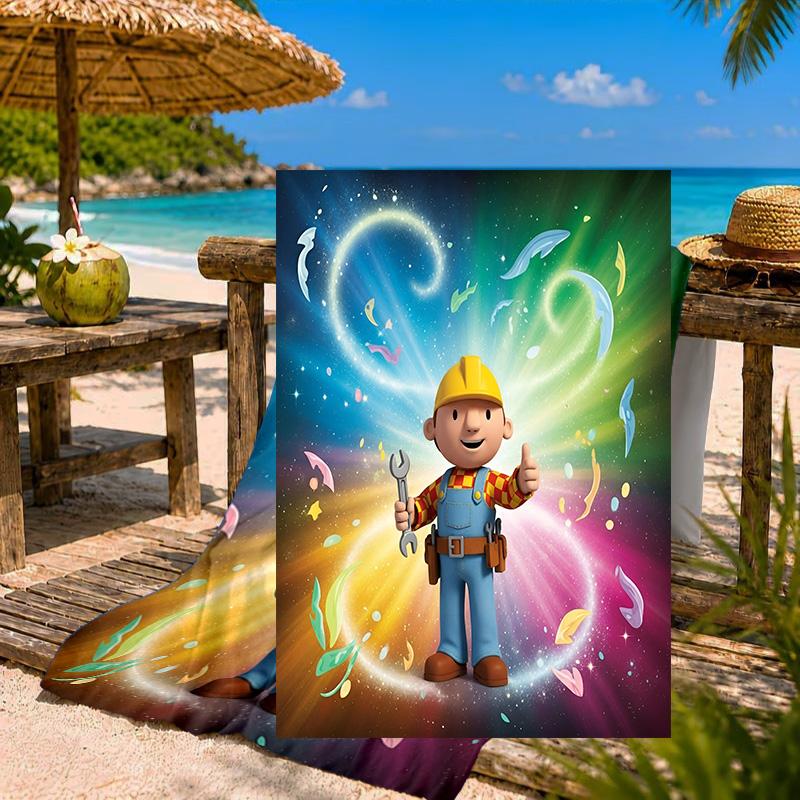Builder's Bright Spark Beach Towel Microfiber Beach Towel, Lightweight and Quick-Dry, for Summer Travel, Swimming Pool Fan Birthday Gift