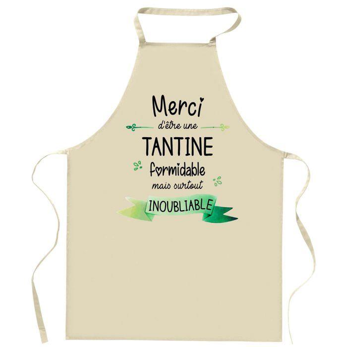 Tablier de cuisine - Tantine Merci Inoubliable Femme - Impression Bretonne - Coton résistant - Fabrication France
