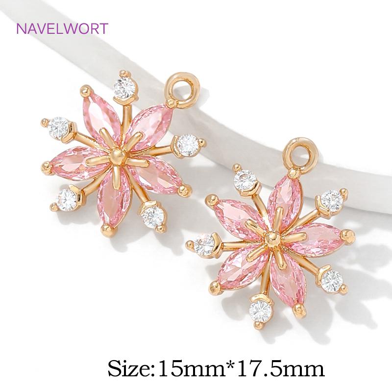 Multi Styles 18K Gold Plated Inlaid Zircon Charms Pendants For Jewelry,Brass Decorative Pendants,DIY Earring Making Accessories