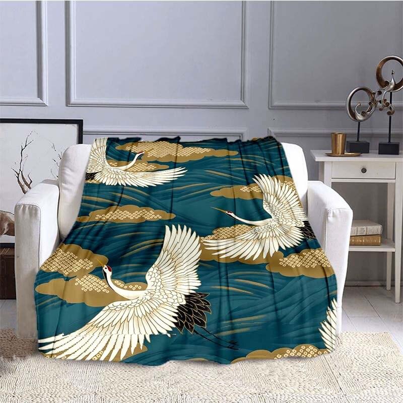 Одеяло белого журавля с принтом, супер мягкое фланелевое одеяло, фланелевое постельное белье, диван, покрывало, простыня