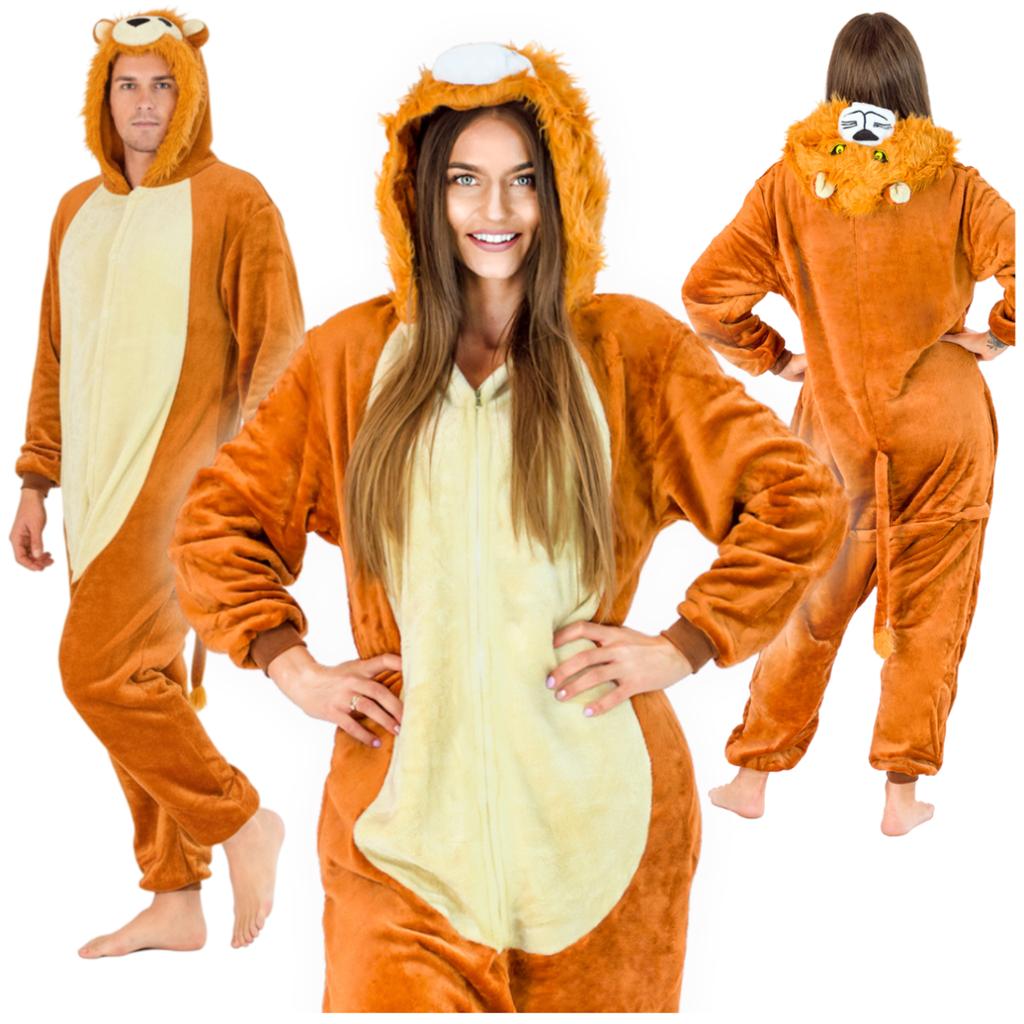 Warm men's pajamas lion kigurumi adult onesie jumpsuit m Onesie Lion Costume - S