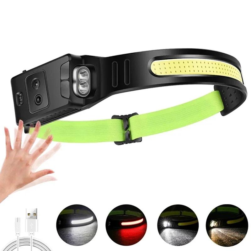 Индукционный COB-фонарь, встроенный аккумуляторный рыболовный фонарь, перезаряжаемый, 6 режимов, налобный фонарь для кемпинга на открытом воздухе