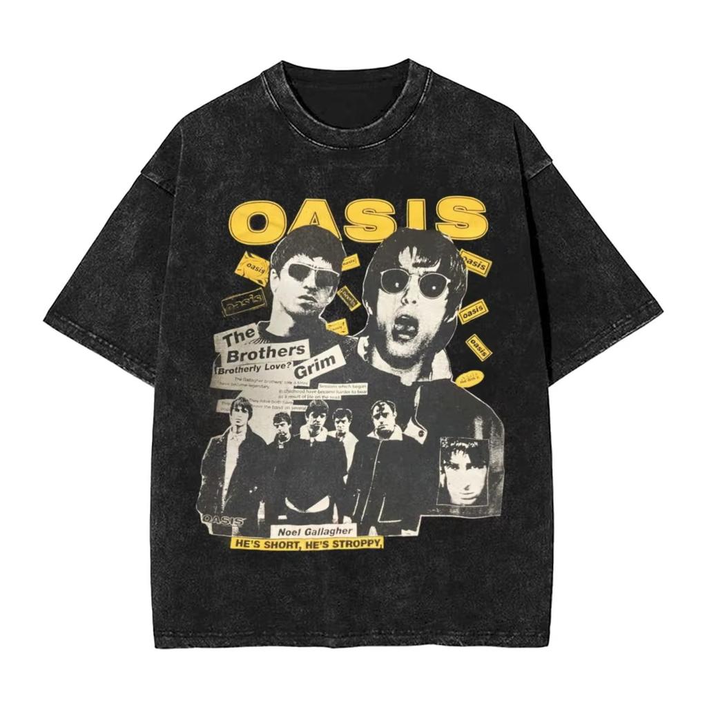 Мужские винтажные стильные футболки OASIS Live Tour большого размера, стиранные, летние, хлопковые, с коротким рукавом, Definitely Maybe, альбомы рок-группы, уличная одежда