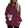 Women Plus Size Fluffy Hooded Sweatshirt Winter Solid Color 1 4 Zip Up Hoodies