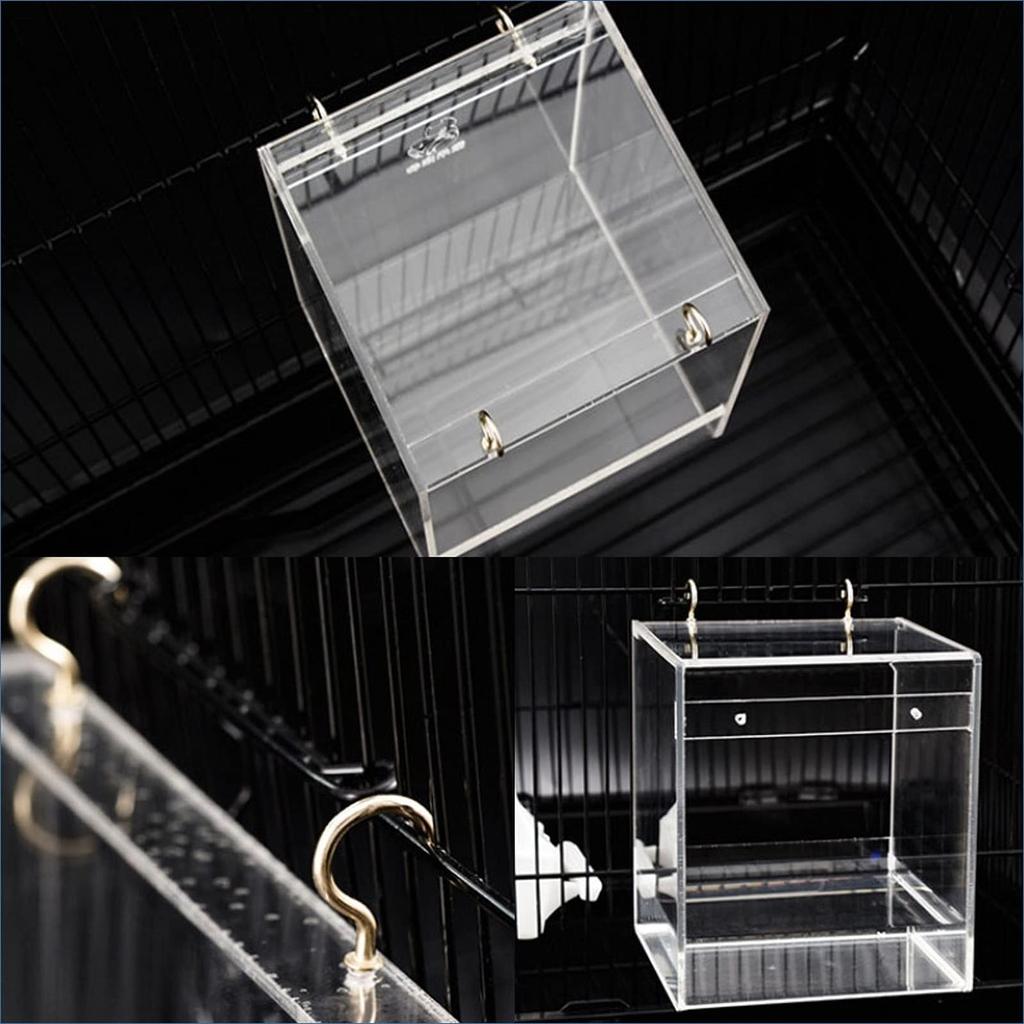 (ST TS) Parakeet/Parrot Bathing Container, Hanging Acrylic Case, Transparent Bathtub for Small Birds (Medium Size)