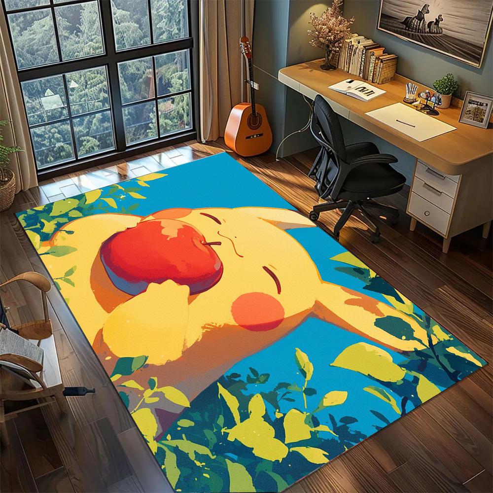 Pikachu Gamer Room Daily Use Floor Mat, Non Slip Washable Large Area Rug Carpet Bedroom Decor.-TING