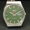 AUTOMATIC VINTAGE SEIKO 5 JAPAN 6349A MENS GREEN COLOR DIAL WATCH A701218-5 R206a-a701218