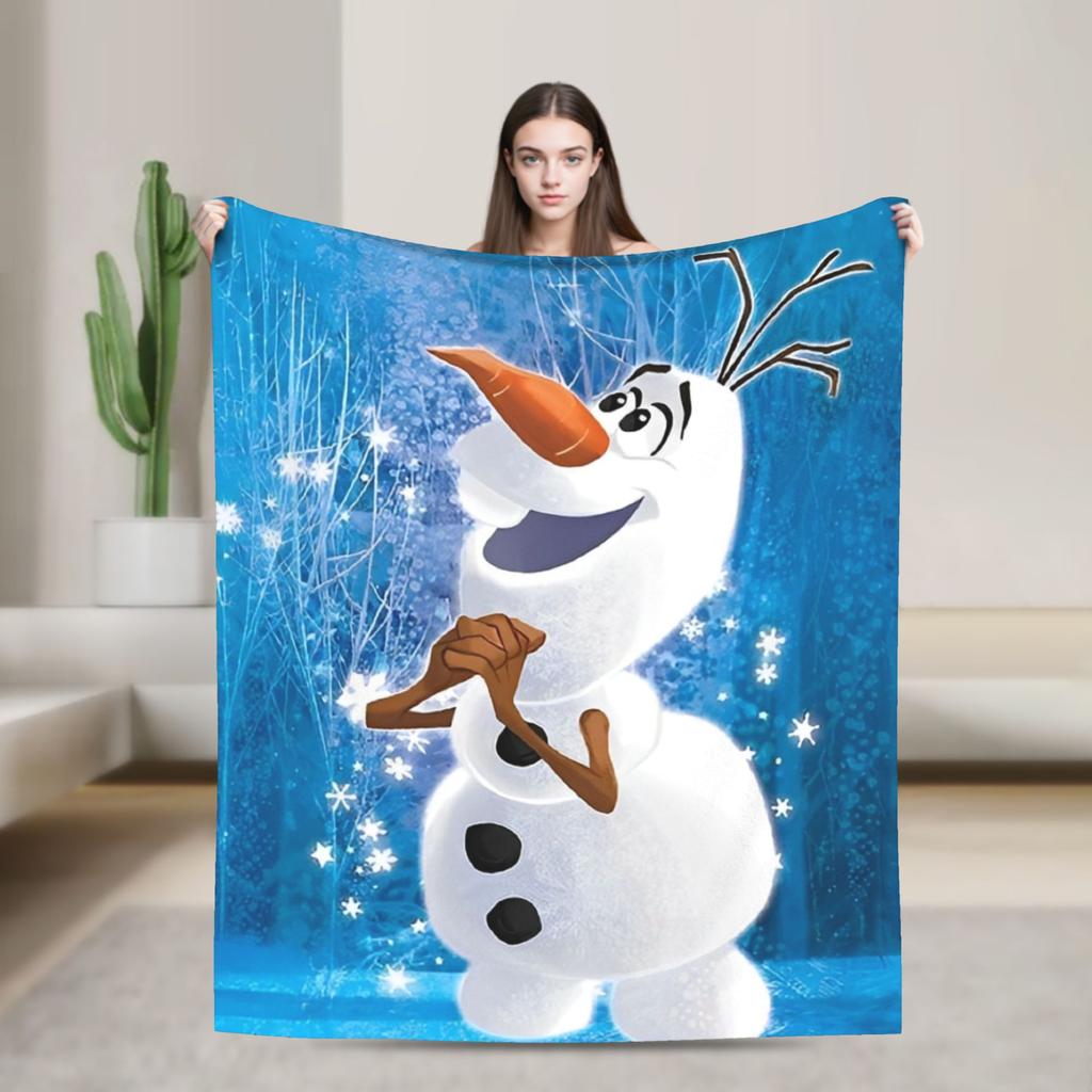 Warm Soft Blanket Travel Office Frozen Olaf Cartoon  Bedding Throws  Flannel Bedspread For Bedroom Aesthetic Sofa Bed Cover