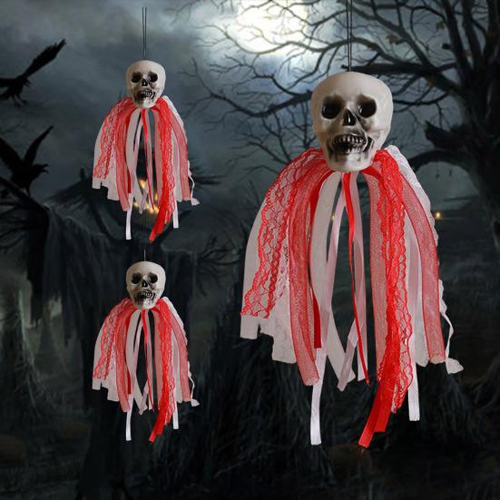 Хэллоуин Подвесное Украшение Призрак Жуткий Летающий Череп Призрак для Реквизита Дома с Привидениями В помещении На улице Веранда Двор Дерево Декор