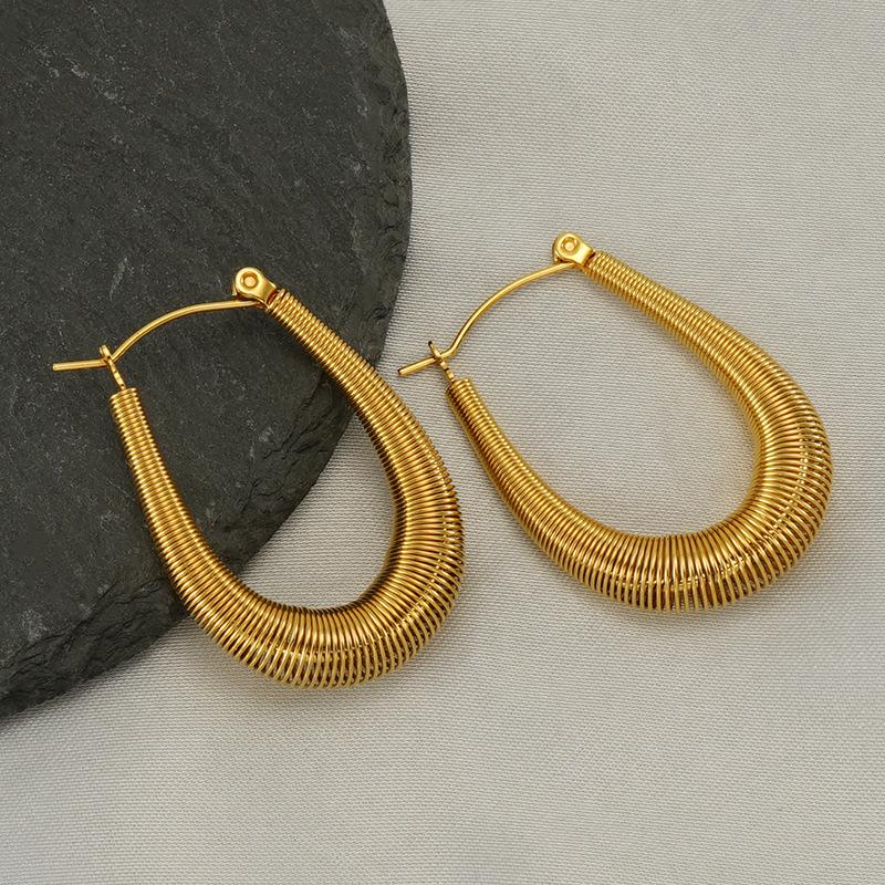 Новые серьги U-образной формы из нержавеющей стали, стильные полые серьги из титановой стали с простым кольцом