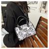 New Trendy Niche Design Skeleton Rose White Bone Pattern Print Spooky Thriller Style Women's Handbag