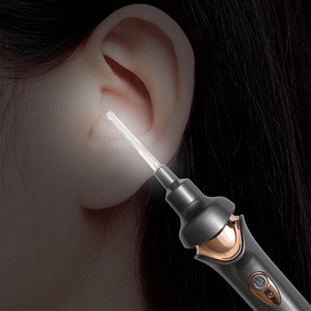Luminous Electric Suction Ear Spoon Rechargeable Ear Pick Ear Cleaner Wax Removal Tool with LED Light for Children Adults