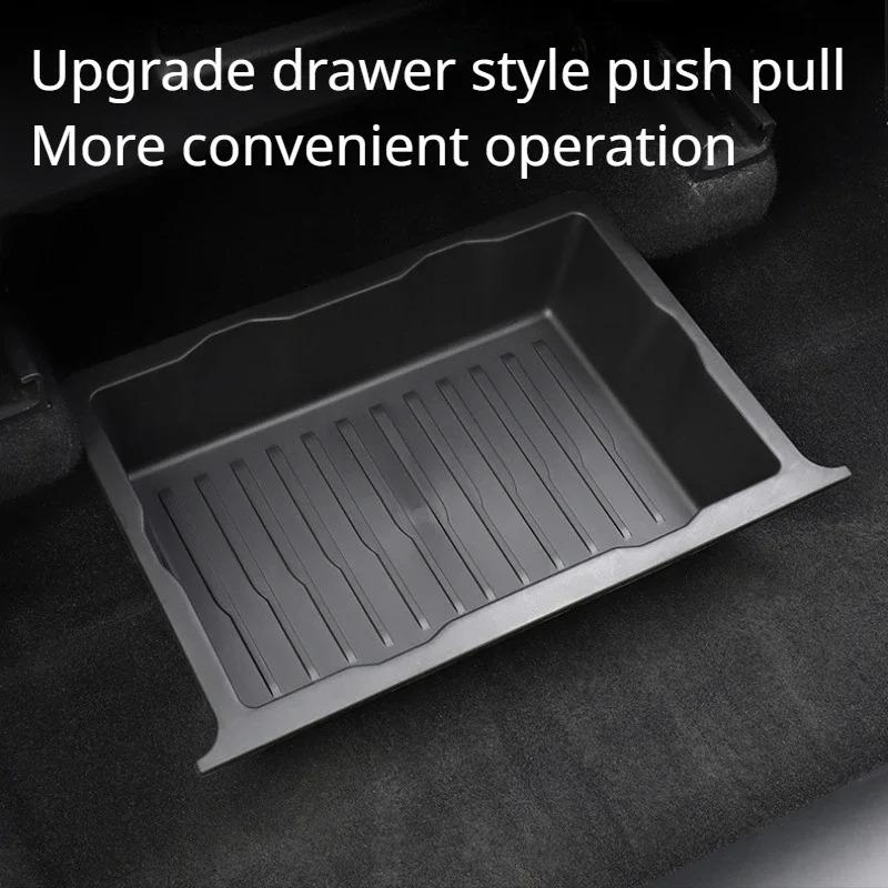 Underseat Storage Box for Tesla Model X 2018-2023 Car Drawer TPE Hidden Drawer Type Storage Organizer Car Interior Accessories
