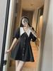2024 Spring/Summer Black Doll Collar Short Dress - Large Size, Waist-Slimming Design