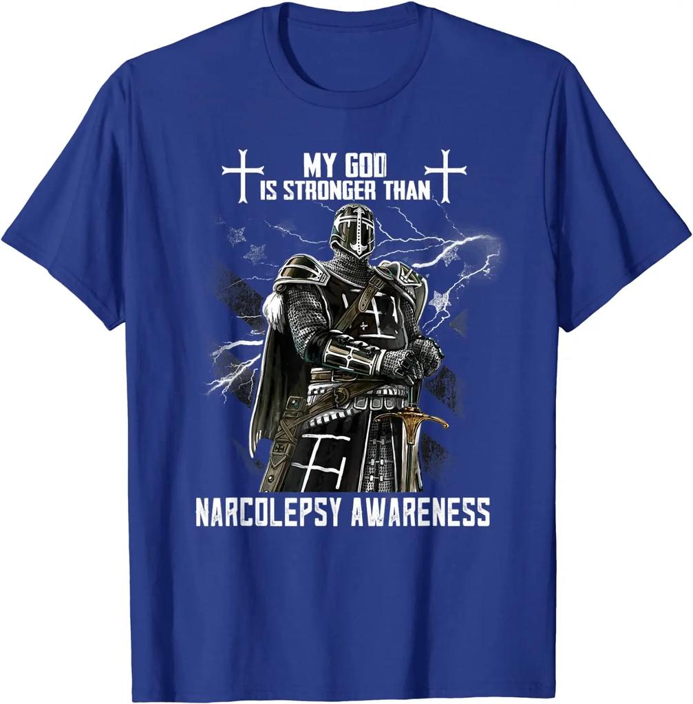 My God Is Stronger Than. Narcolepsy Awareness Templar T-Shirt. Premium Cotton Short Sleeve O-Neck Mens T Shirt New