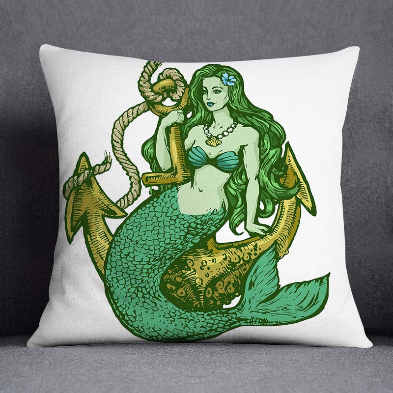 Наволочка с изображением морского животного и русалки, украшение для дома, квадратная наволочка, украшение для дома и офиса, наволочка