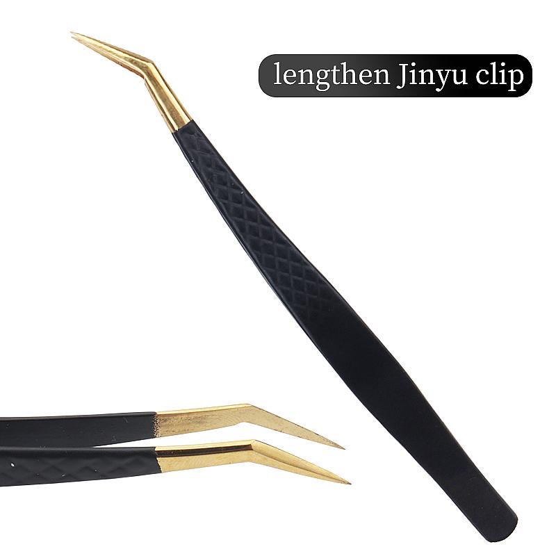 Professional Black Gold Stainless Steel Eyelash Tweezers High Precision Tweezers
