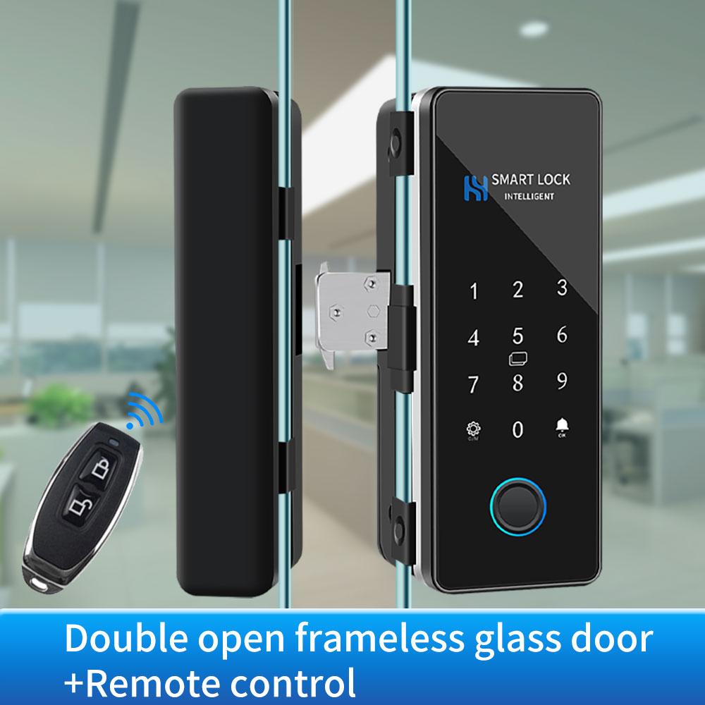 Стеклянный дверной замок с отпечатком пальца Bluetooth Умный замок для раздвижной стеклянной двери Электронный замок с RFID-картой Управление через приложение Hahalock