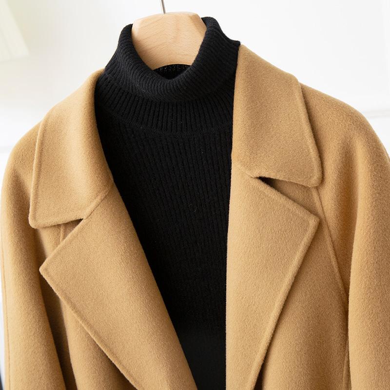 Женское пальто из 100% шерсти TIDENOVEL Осеннее шерстяное длинное пальто Ручной работы Пальто-бушлат Зимняя теплая шерстяная длинная куртка Пальто