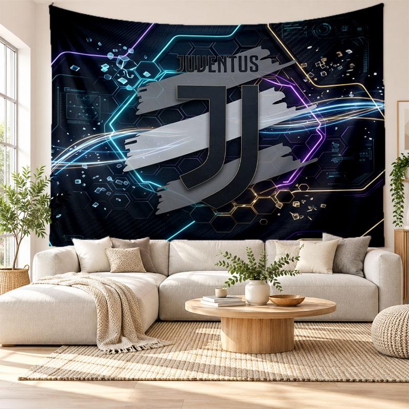 Juventus FC Wall Tapestry, Soft Fabric Wall Hanging, Decorative Backdrop For Bedroom Home Wall Art