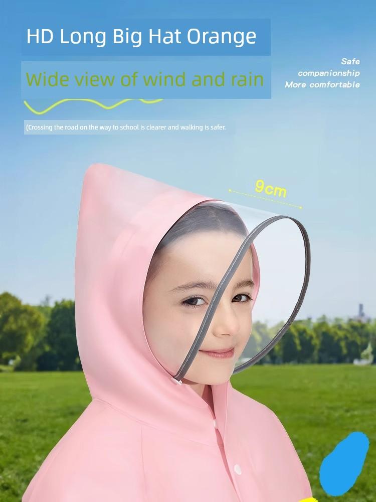 2026 New Model Children's Raincoat, Storm-Proof, Breathable for Girls in Summer, Kindergarten-Specific, with Backpack Space, Long Style