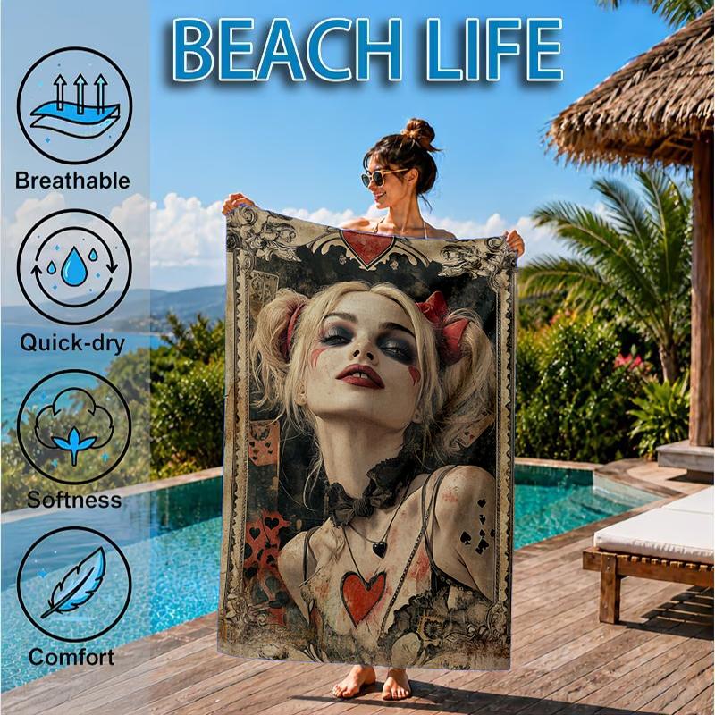 Jo-ker Floral Portrait Beach Towel, Microfiber Beach Towel, Perfect For Pool, Beach, Travel, Home Decor Beach Party Fan gifts