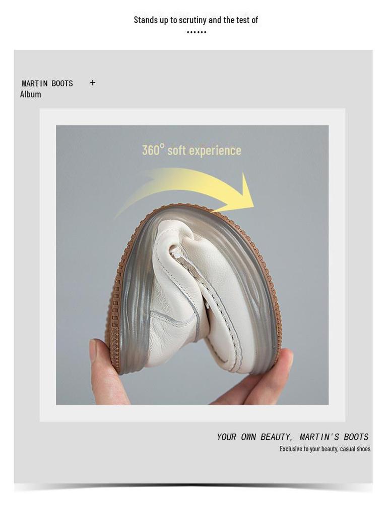 2024 Новые женские белые туфли из коровьей кожи с закрытым носком — универсальная повседневная обувь в стиле вестерн