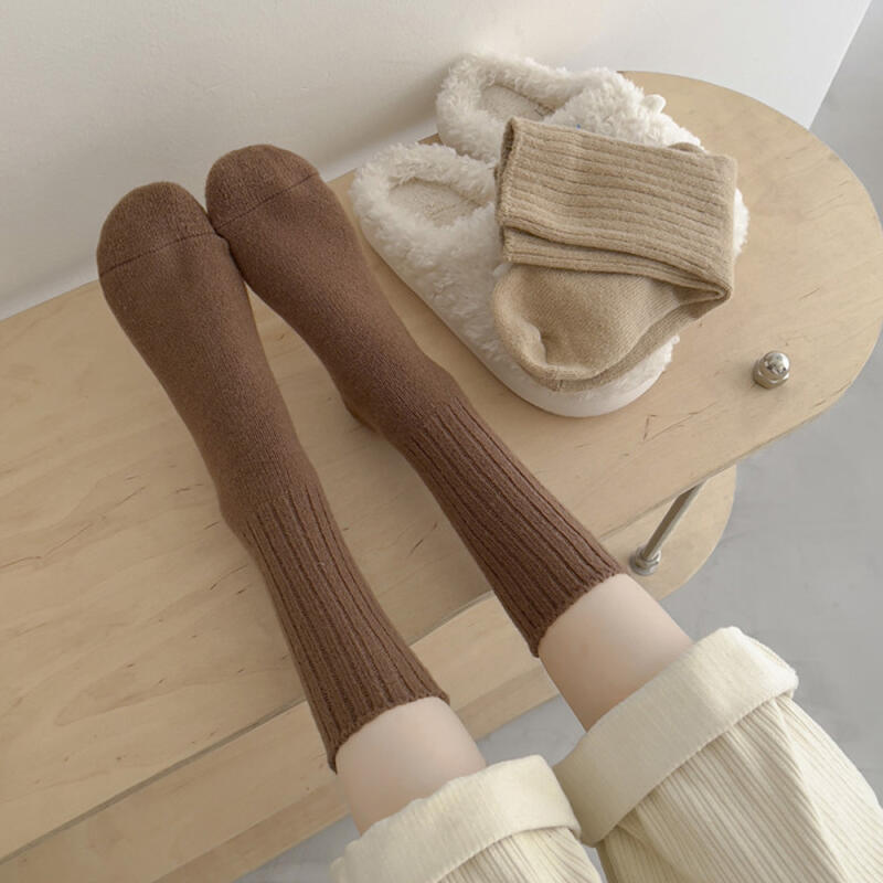 Muji Golji Теплые шерстяные вязаные женские термоноски с флисом
