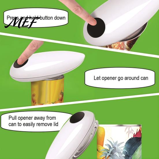 One Touch Jar Opener Electric Can Opener, Automatic One-Button Kitchen Tool for Cans Portable Bottle And Bottles, Compact Handy with Sharp Safe Cutter