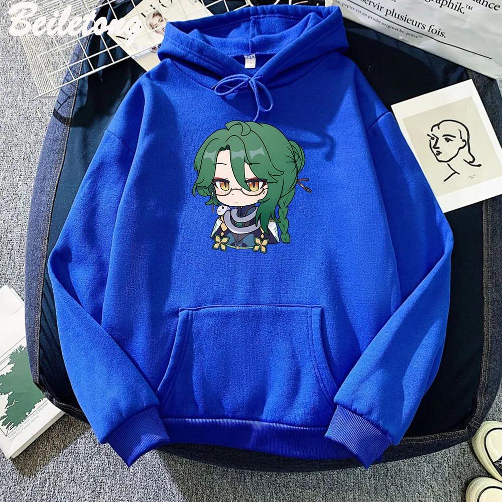 Baizhu Genshin Impact Hoodies Cartoon Cute Print Sweatshirts Women Spring Fashion Tops Kawaii Clothing Aesthetic