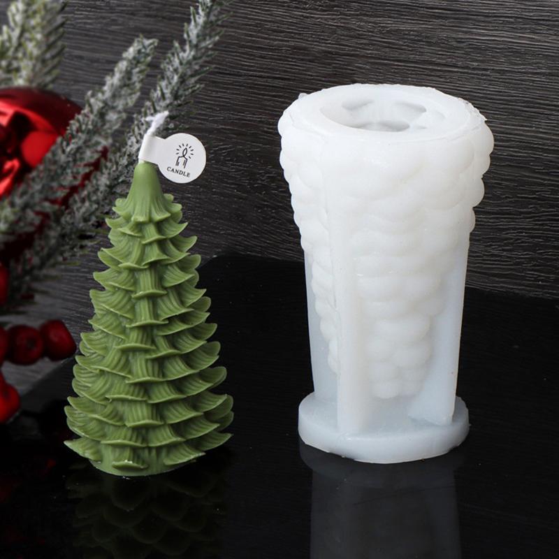 Stacked Leaves Santa Tree Resin Mould Bubble Stripe Plant Candle Soap Silicone Mold Pine Cones Christmas Gifts Party Cake Decor