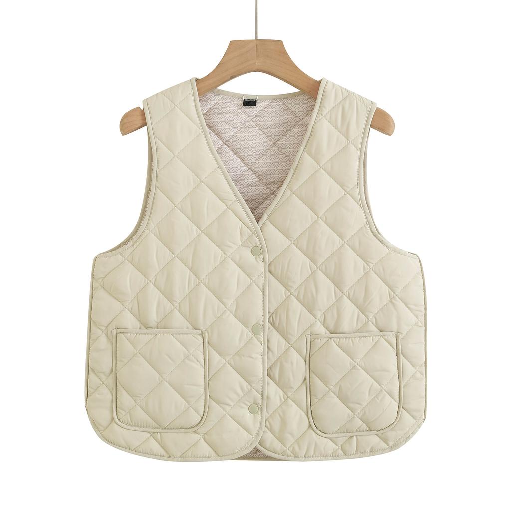New Middle-aged and Old Mothers Wear Down Cotton Vests, Women's Autumn and Winter Velvet Thermal Vest, and Wear a Vest Jacket.