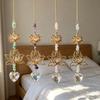 Double Lotus Crystal Wind Chime & Heart Pendant Suncatcher Decoration